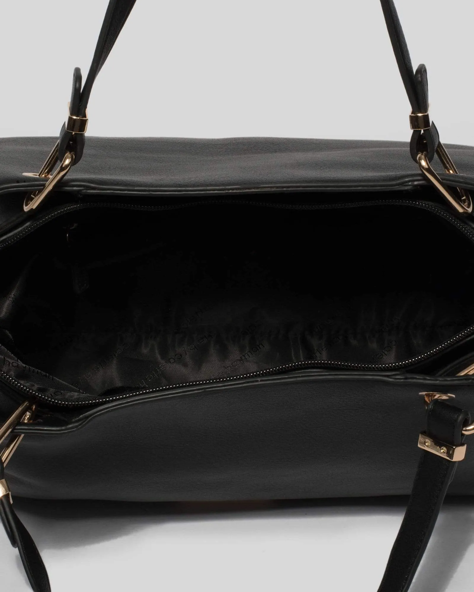 Black Larisa Pleated Tote Bag