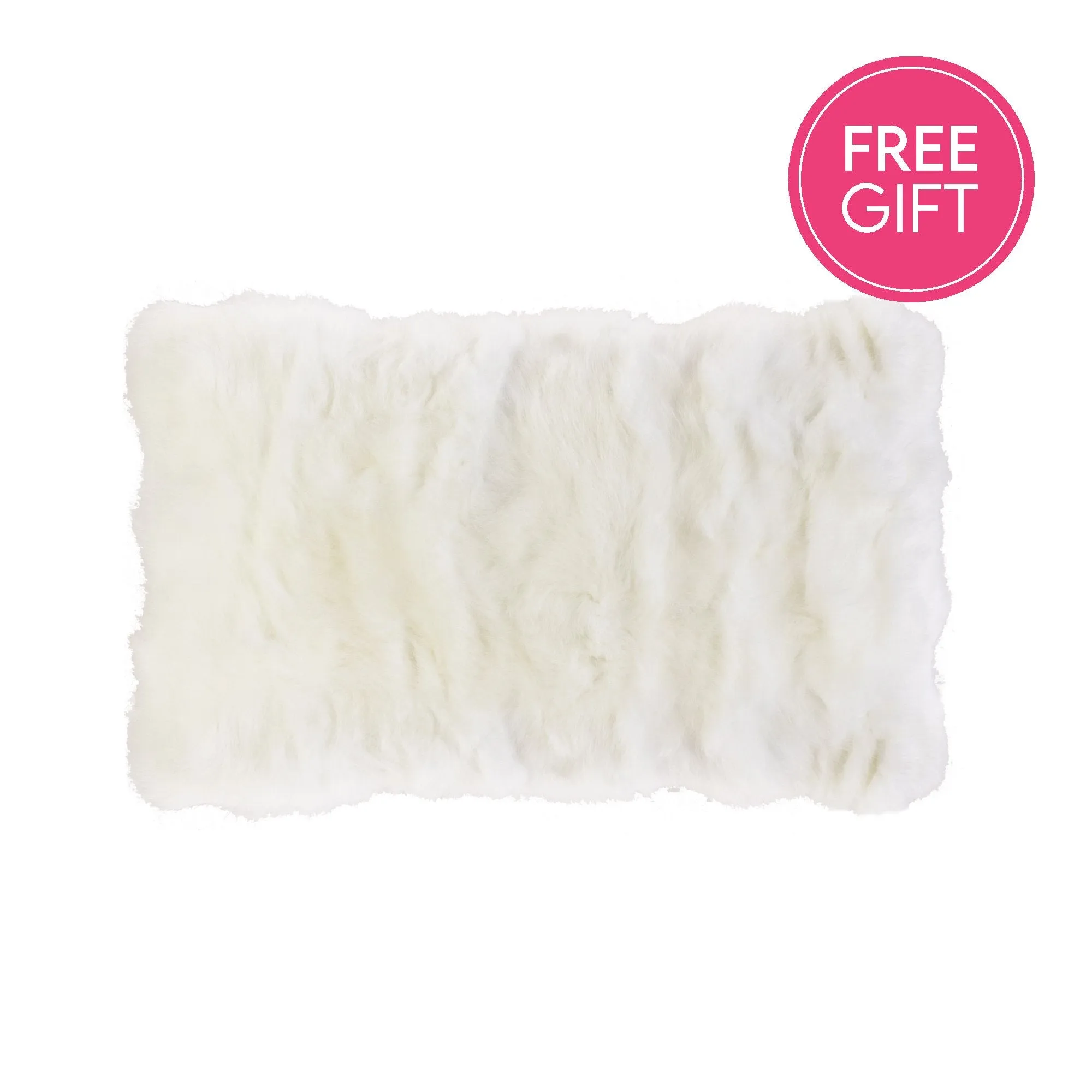 Rabbit Fur Lumbar Cushion - White