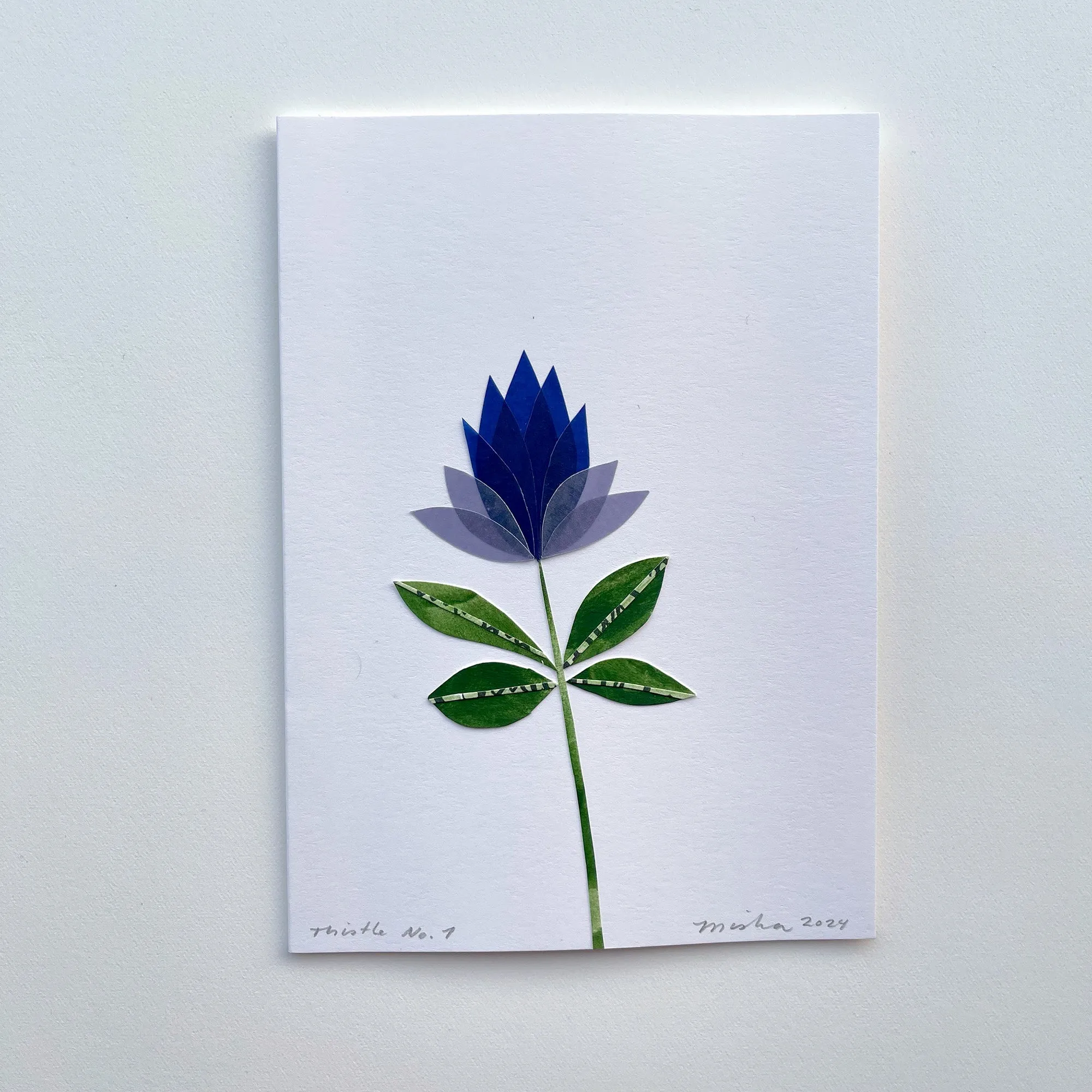 Violet Thistle / handmade, cut-paper greeting card